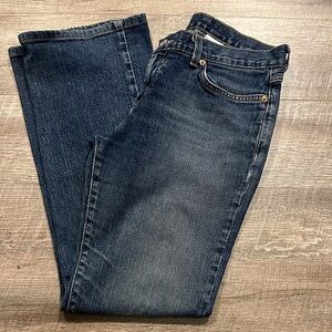 Lucky brand Dungarees mid rise flare regular length distressed Jeans size 6/28